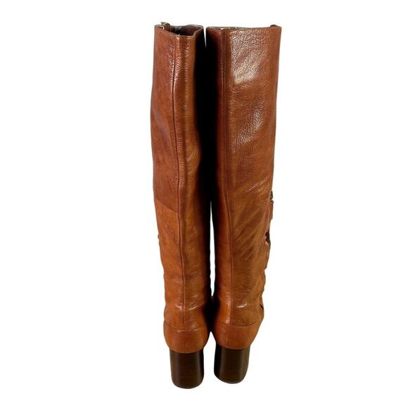Vince Camuto Boots Womens 6.5 B Emala Cognac Double Zip Soft Leather Upper Knee - Picture 3 of 11